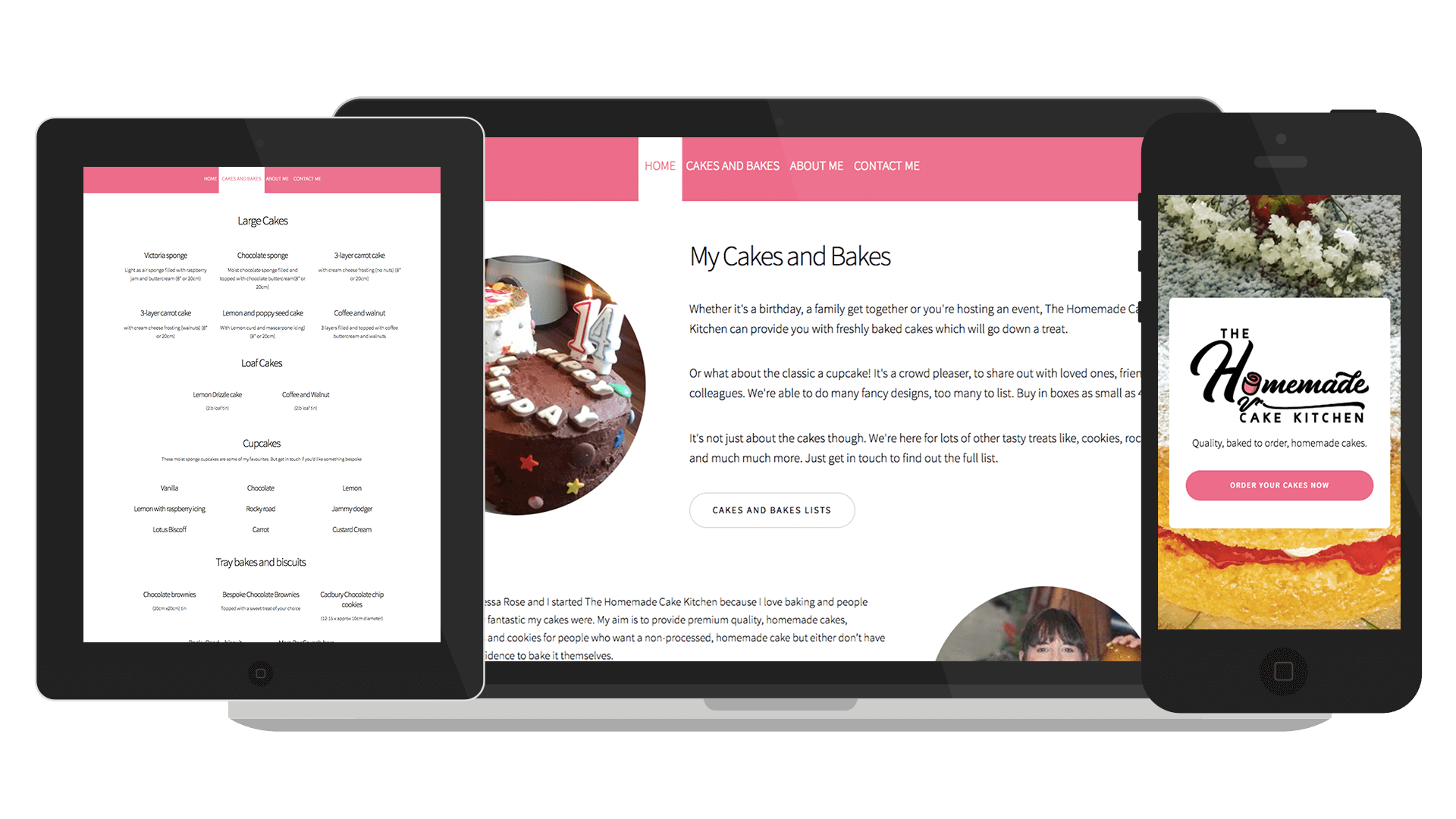 UI for The Homemade Cake Kitchen website