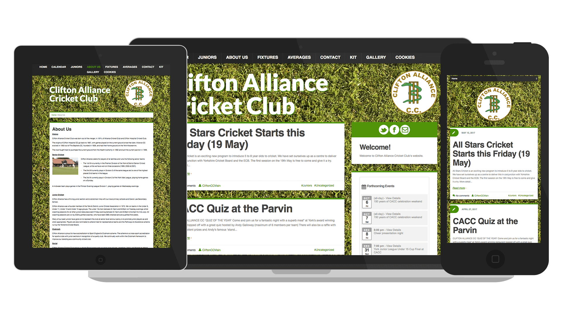 Clifton Alliance Cricket Club responsive website