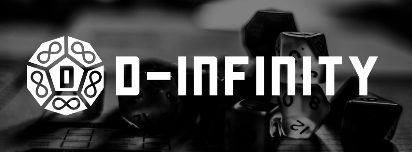 D-Infinity logo in white with gaming background