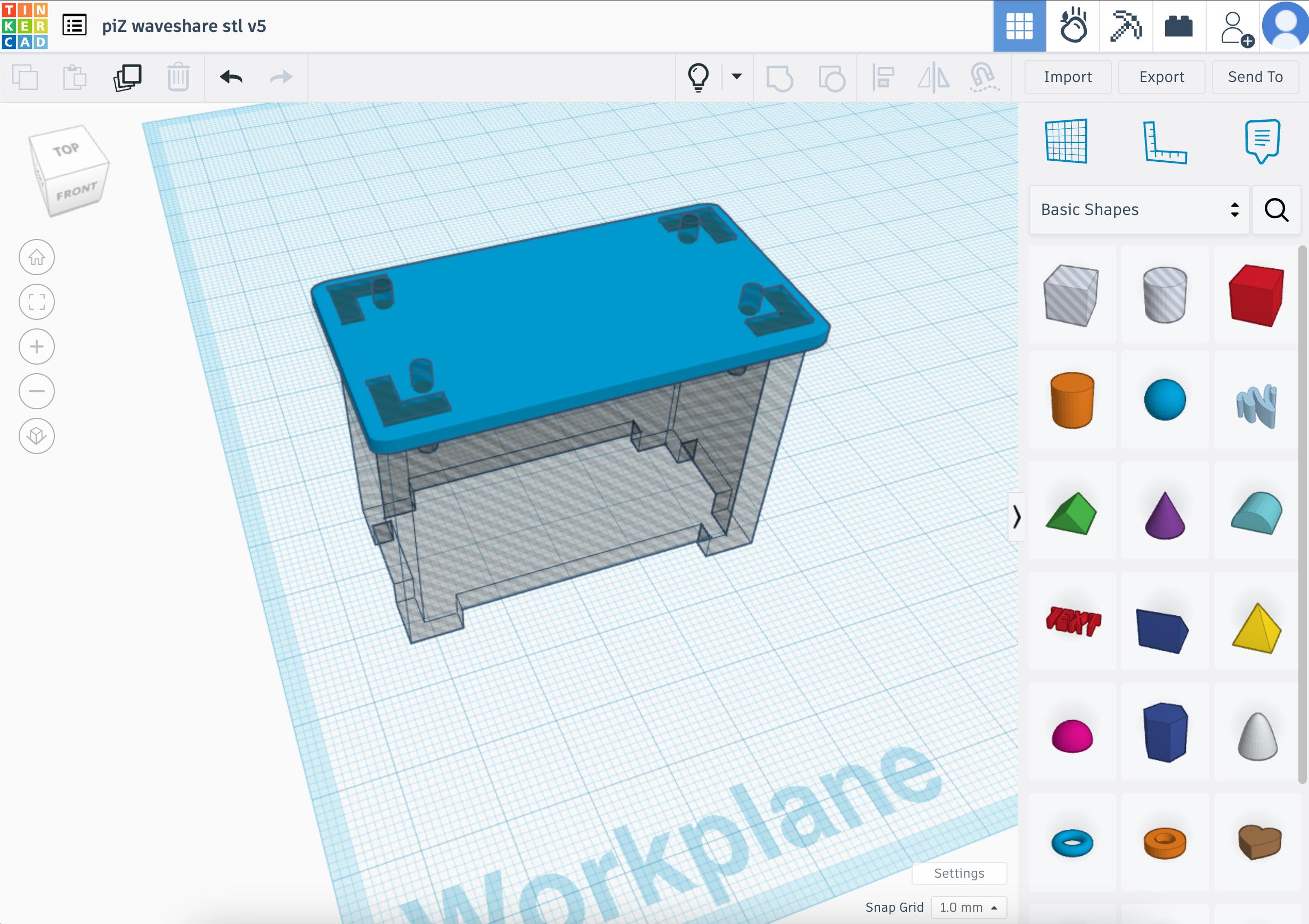 Tinkercad work in progress file of the pi hole case