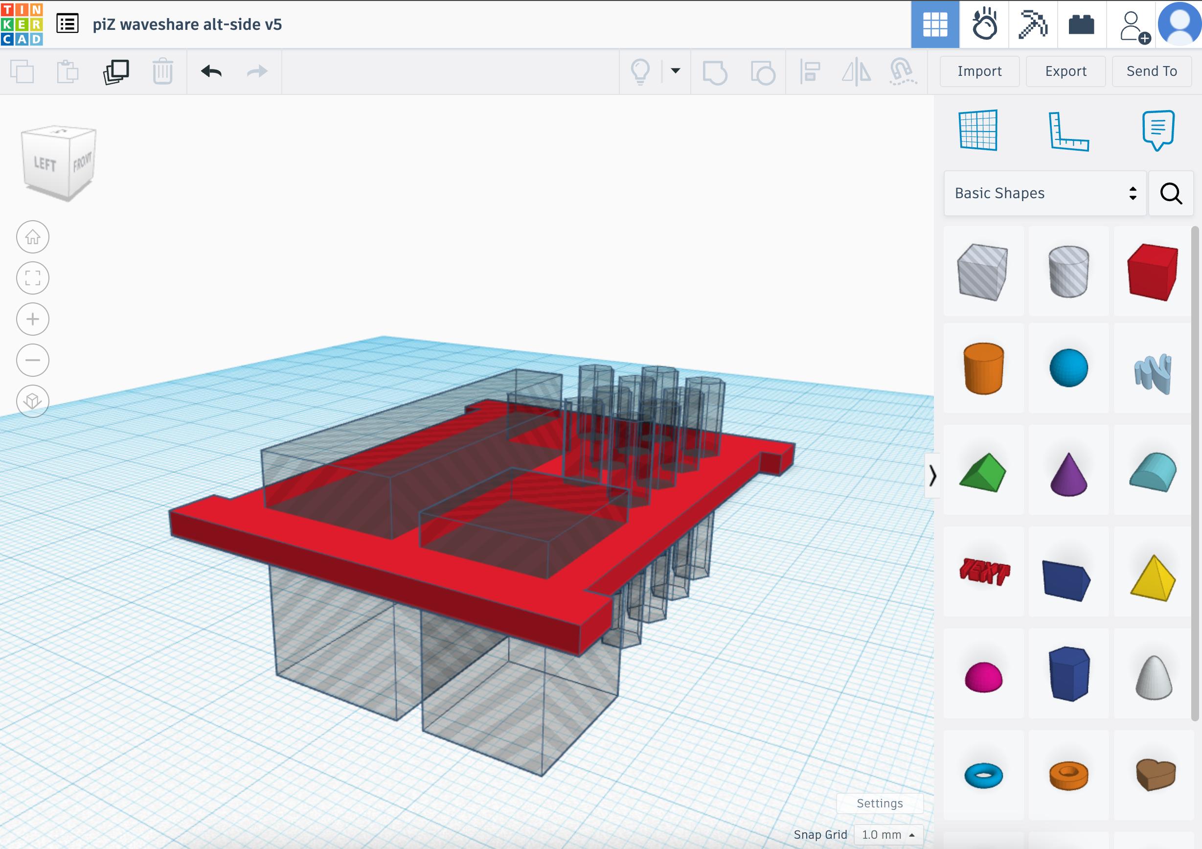 Tinkercad work in progress file of the pi hole case