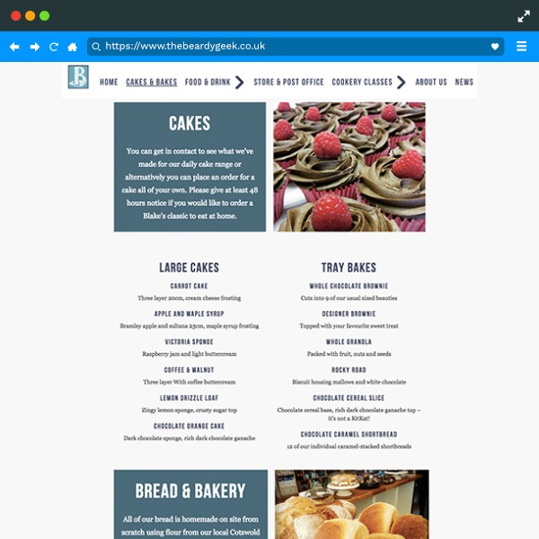 UI for Blake's Kitchen website